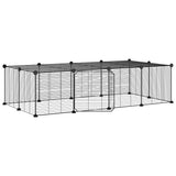 VidaXL Pets Cage With Door 20 Panels 35x35 Cm Steel Black