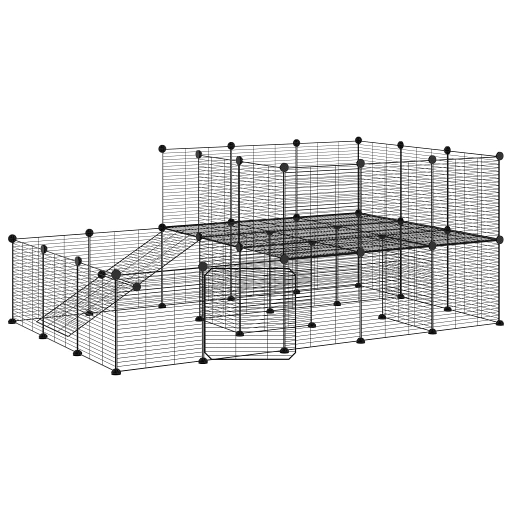 Vidaxl Pets Cage z drzwiami 44 panele 35x35 cm stalowa czarna