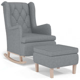 Vidaxl fauteuil met schommelpoten en voetenbank stof lichtgrijs