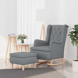 Vidaxl fauteuil met schommelpoten en voetenbank stof lichtgrijs