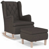 Vidaxl fauteuil met schommelpoten en voetenbank stof donkergrijs