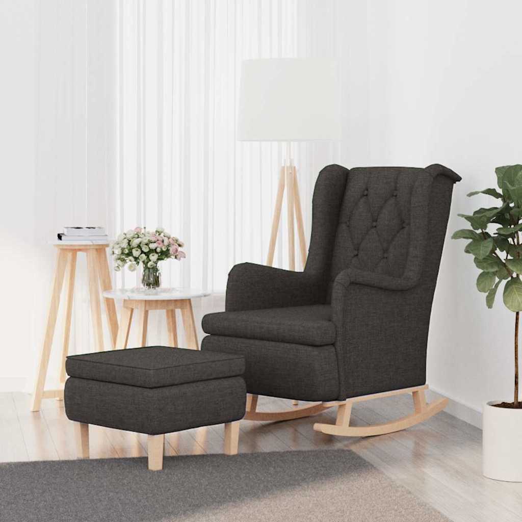 Vidaxl fauteuil met schommelpoten en voetenbank stof donkergrijs