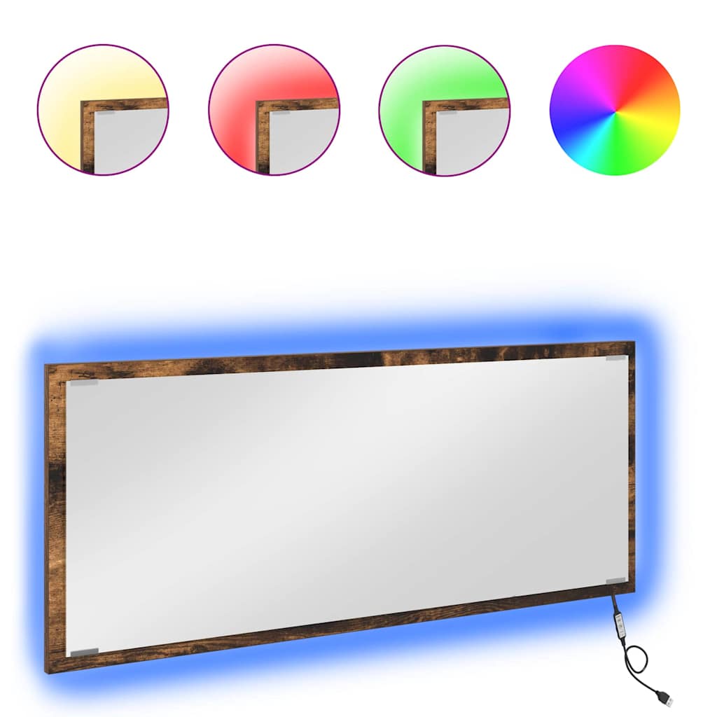 Vidaxl spiegel met spiegel gerookt eiken 90 x 8,5 x 37 cm bewerkt hout