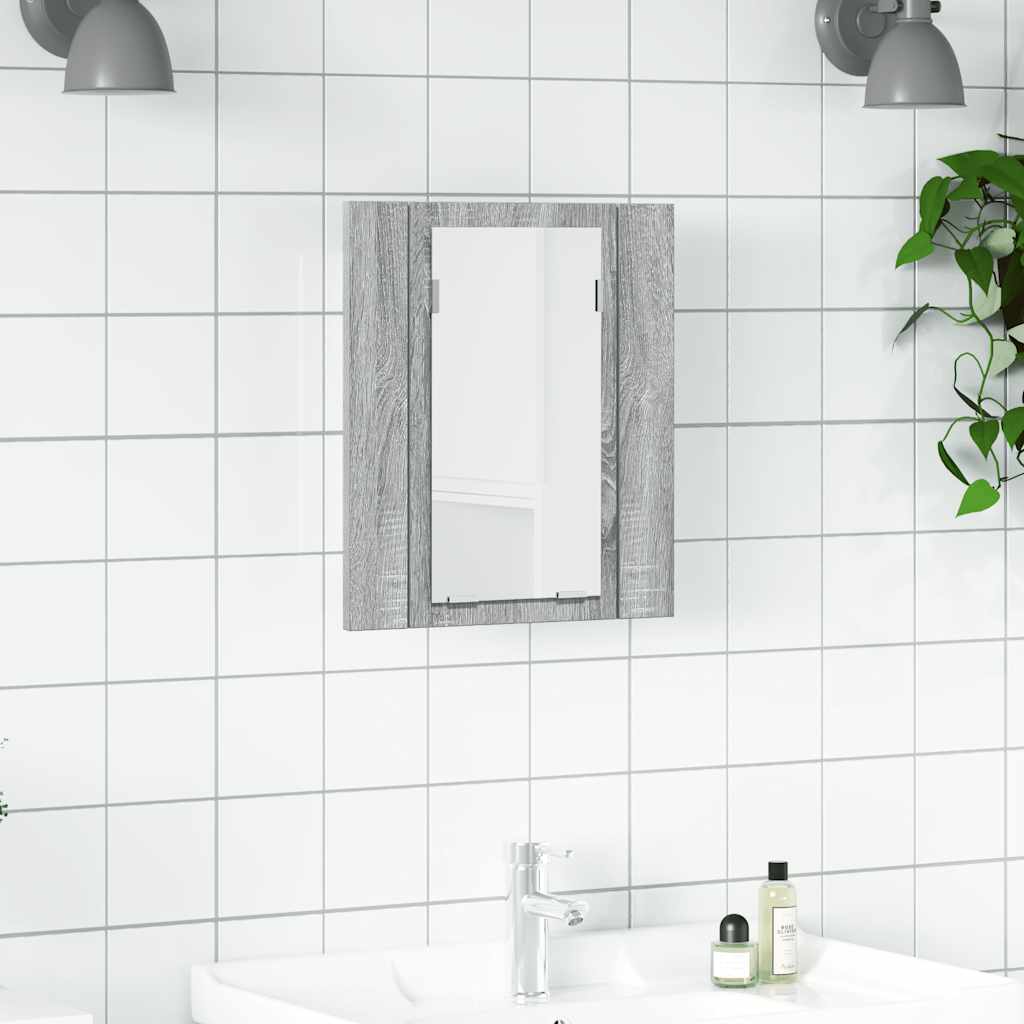 Vidaxl badkamerspiegelkast led 40x12x45 cm bewerkt hout grijs sonoma