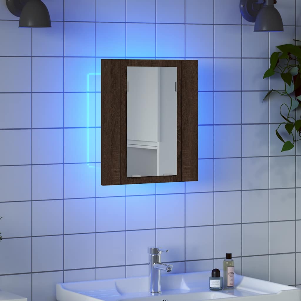 Vidaxl badkamerspiegelkast led 40x12x45 cm bewerkt hout bruineiken