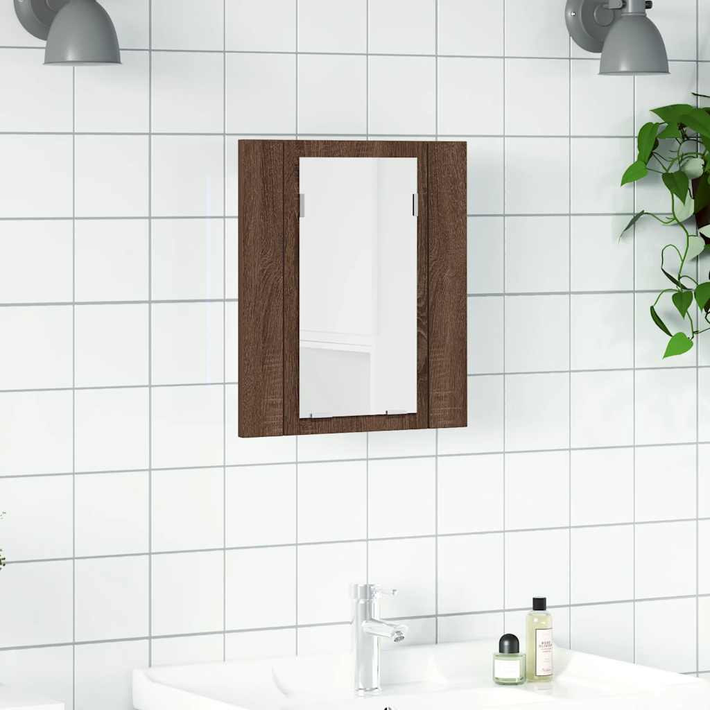 Vidaxl badkamerspiegelkast led 40x12x45 cm bewerkt hout bruineiken