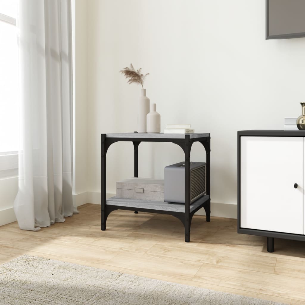 Vidaxl tv-meubel 40x33x41 cm bewerkt hout en staal grijs sonoma eiken