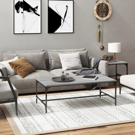 Vidaxl salontafel 80x50x35 cm bewerkt hout grijs sonoma