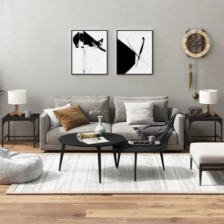 Vidaxl bijzettafels 2 st 40x40x35 cm bewerkt hout zwart