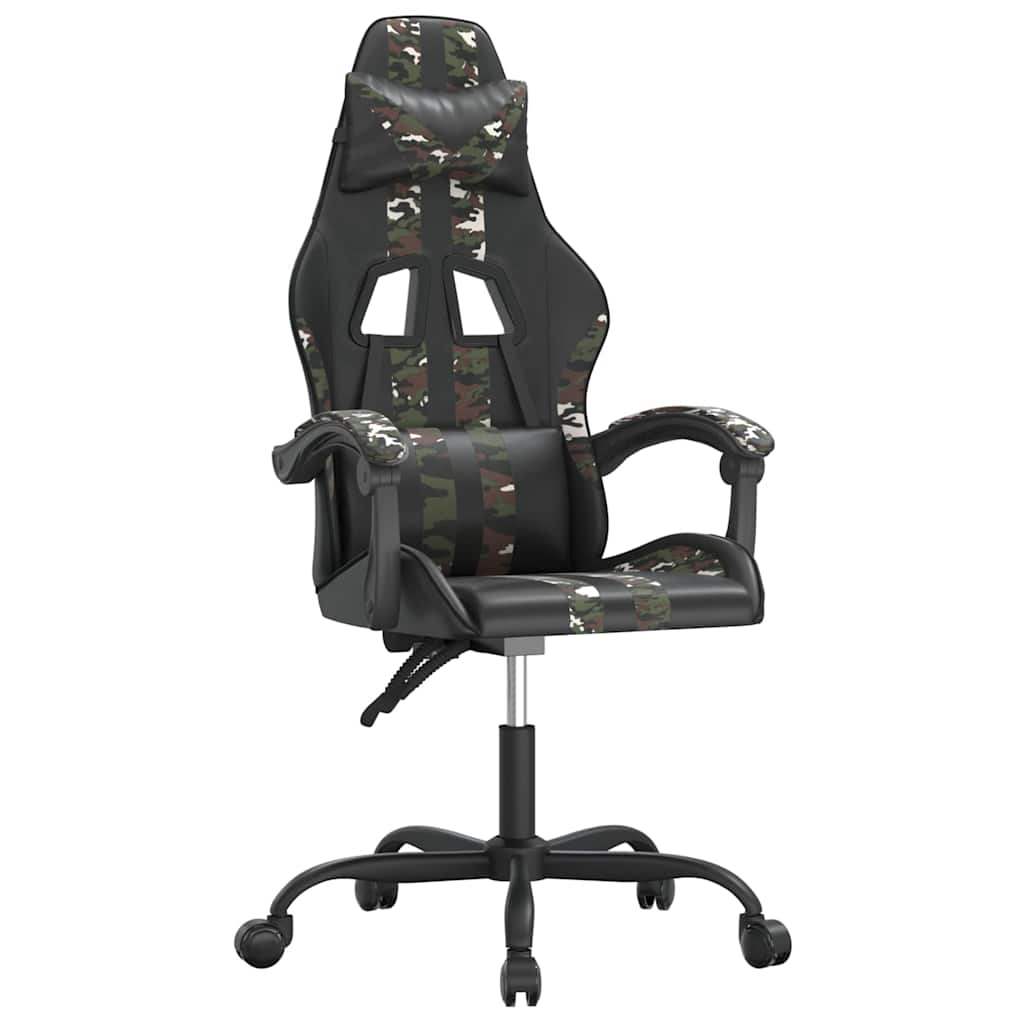 Vidaxl gamestoel draaibaar kunstleer zwart en camouflage