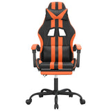 Vidaxl gamestoel draaibaar met voetensteun kunstleer zwart en oranje