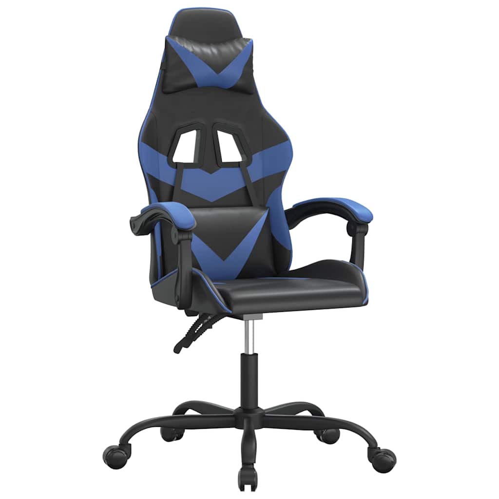 Vidaxl gamestoel draaibaar kunstleer zwart en blauw