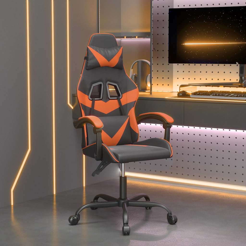 Vidaxl gamestoel draaibaar kunstleer zwart en oranje