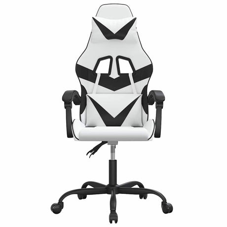 Vidaxl gamestoel draaibaar kunstleer wit en zwart