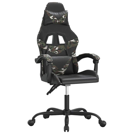 Vidaxl gamestoel draaibaar kunstleer zwart en camouflage