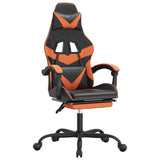 Vidaxl gamestoel draaibaar met voetensteun kunstleer zwart en oranje