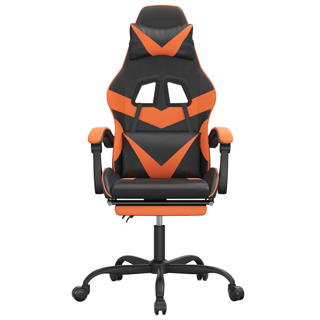 Vidaxl gamestoel draaibaar met voetensteun kunstleer zwart en oranje
