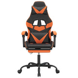 Vidaxl gamestoel draaibaar met voetensteun kunstleer zwart en oranje