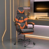 Vidaxl gamestoel draaibaar met voetensteun kunstleer zwart en oranje