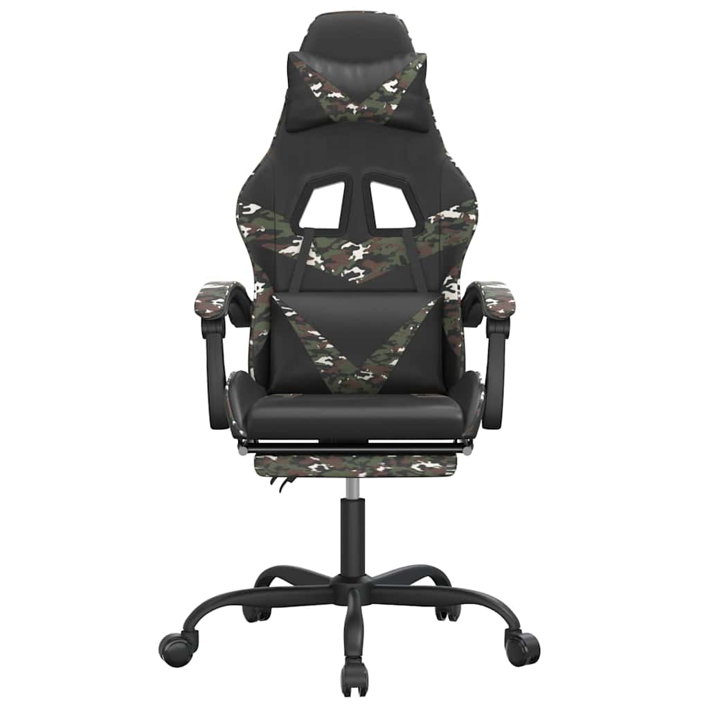 Vidaxl gamestoel draaibaar met voetensteun kunstleer zwart camouflage