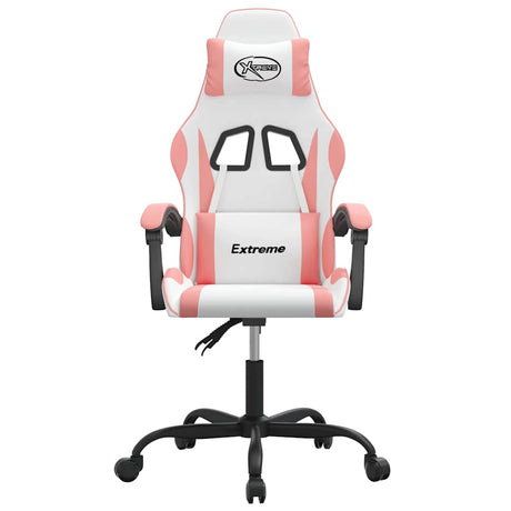 Vidaxl gamestoel draaibaar kunstleer wit en roze