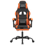 Vidaxl gamestoel draaibaar met voetensteun kunstleer zwart en oranje