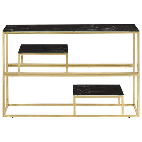 Vidaxl wandtafel roestvrijstaal en gehard glas goudkleurig