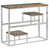 Vidaxl wandtafel roestvrij staal en massief gerecycled hout zilver