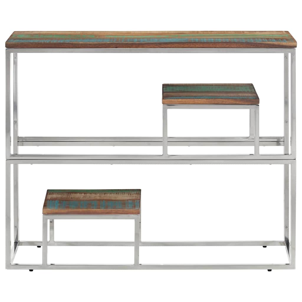 Vidaxl wandtafel roestvrij staal en massief gerecycled hout zilver