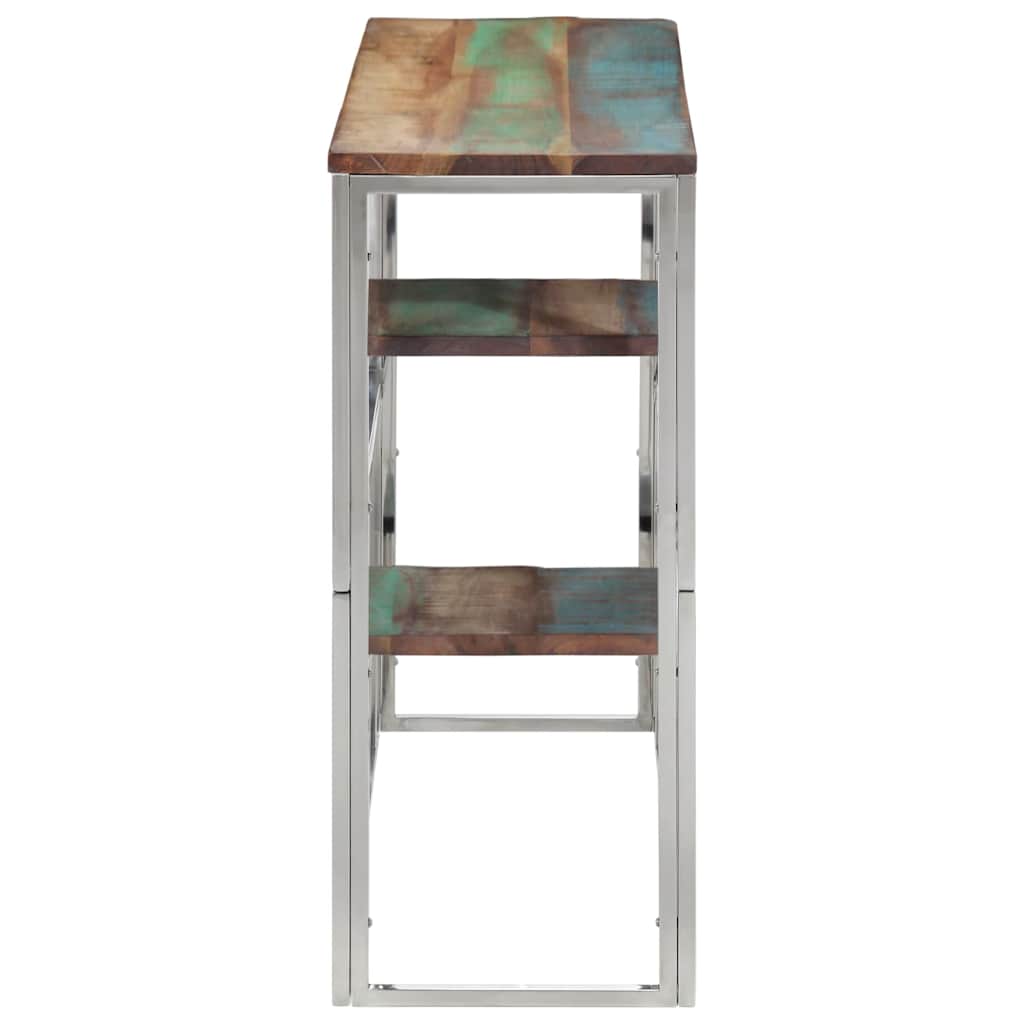 Vidaxl wandtafel roestvrij staal en massief gerecycled hout zilver