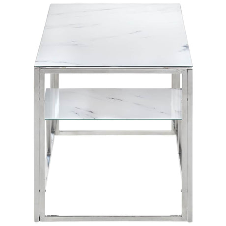 Vidaxl salontafel roestvrijstaal en gehard glas zilverkleurig