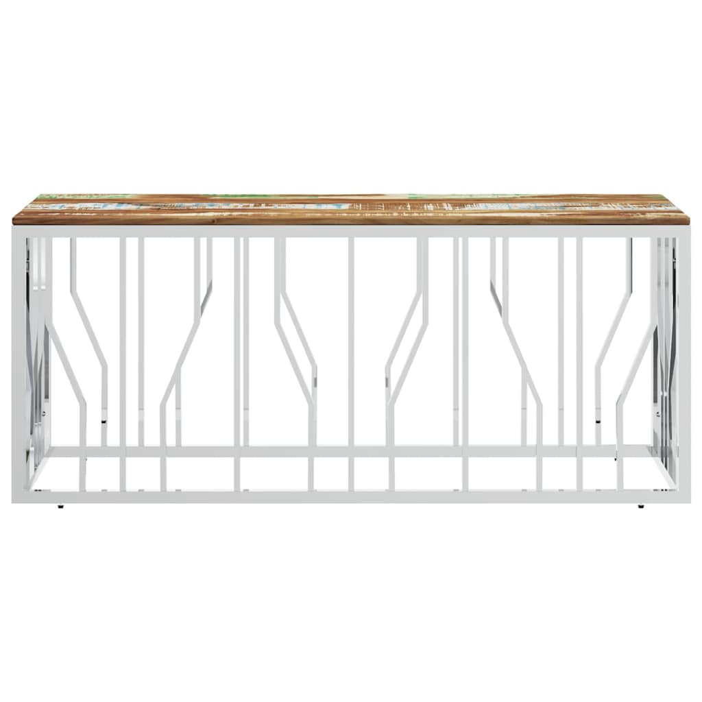 Vidaxl salontafel roestvrij staal en massief gerecycled hout zilver