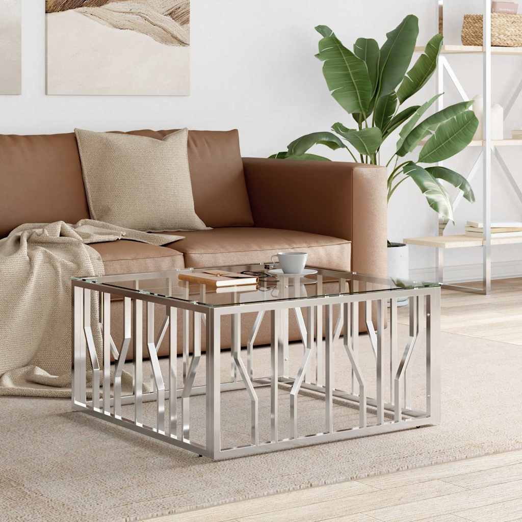 Vidaxl salontafel 80x80x40 cm roestvrij staal en glas