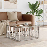Vidaxl salontafel 80x80x40 cm roestvrij staal en glas