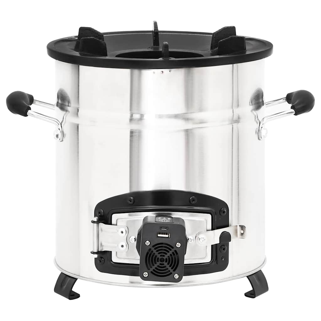 Vidaxl houtkachel met usb-ventilator 35,5x26x28 cm roestvrijstaal