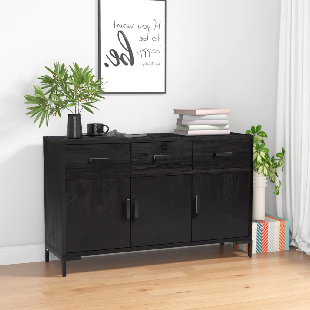 Vidaxl dressoir 110x35x70 cm massief grenenhout zwart