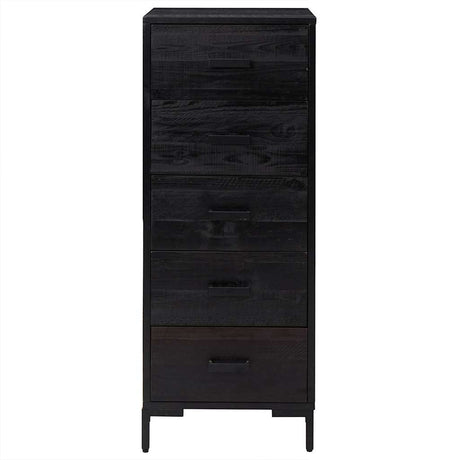 Vidaxl ladekast 42x35x110 cm massief grenenhout zwart