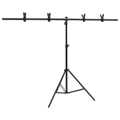 Vidaxl achtergrondstandaard t-vormig 151x60x(70-200) cm zwart