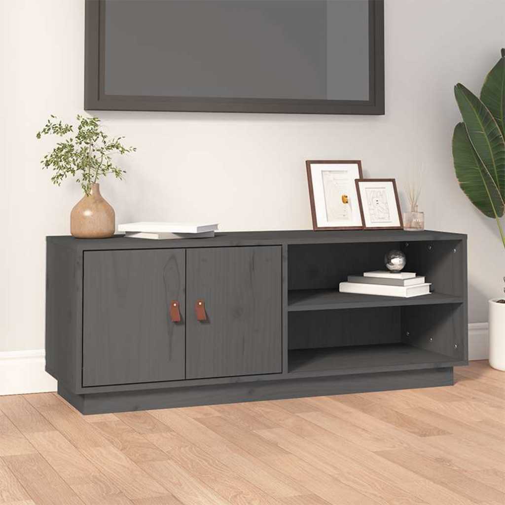Vidaxl tv-meubel 105x34x40 cm massief grenenhout grijs