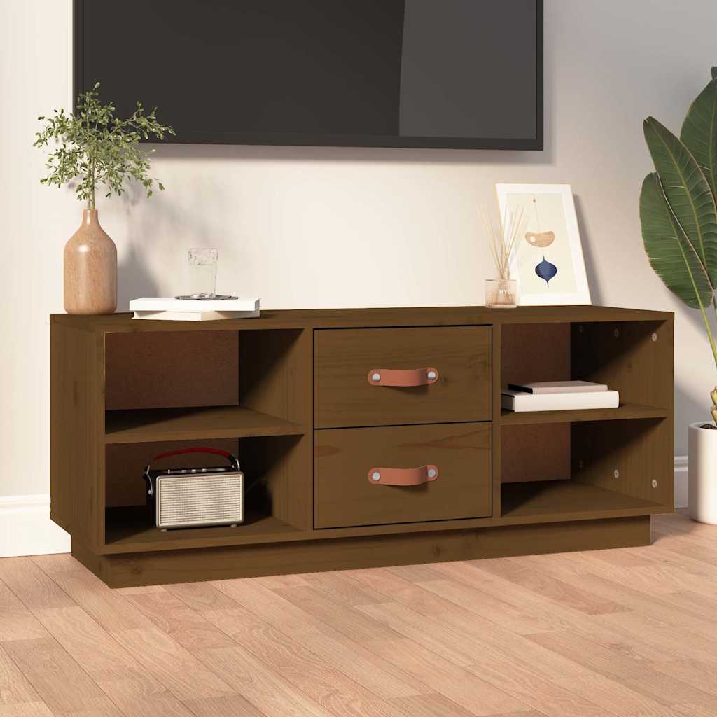 Vidaxl tv-meubel 100x34x40 cm massief grenenhout honingbruin