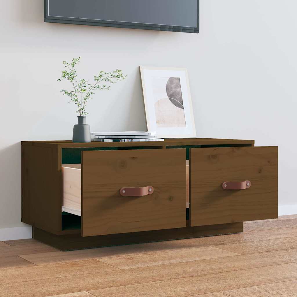 Vidaxl tv-meubel 80x34x35 cm massief grenenhout honingbruin