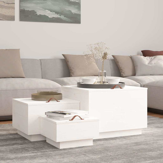 Vidaxl opbergboxen met deksels 3 st massief grenenhout wit