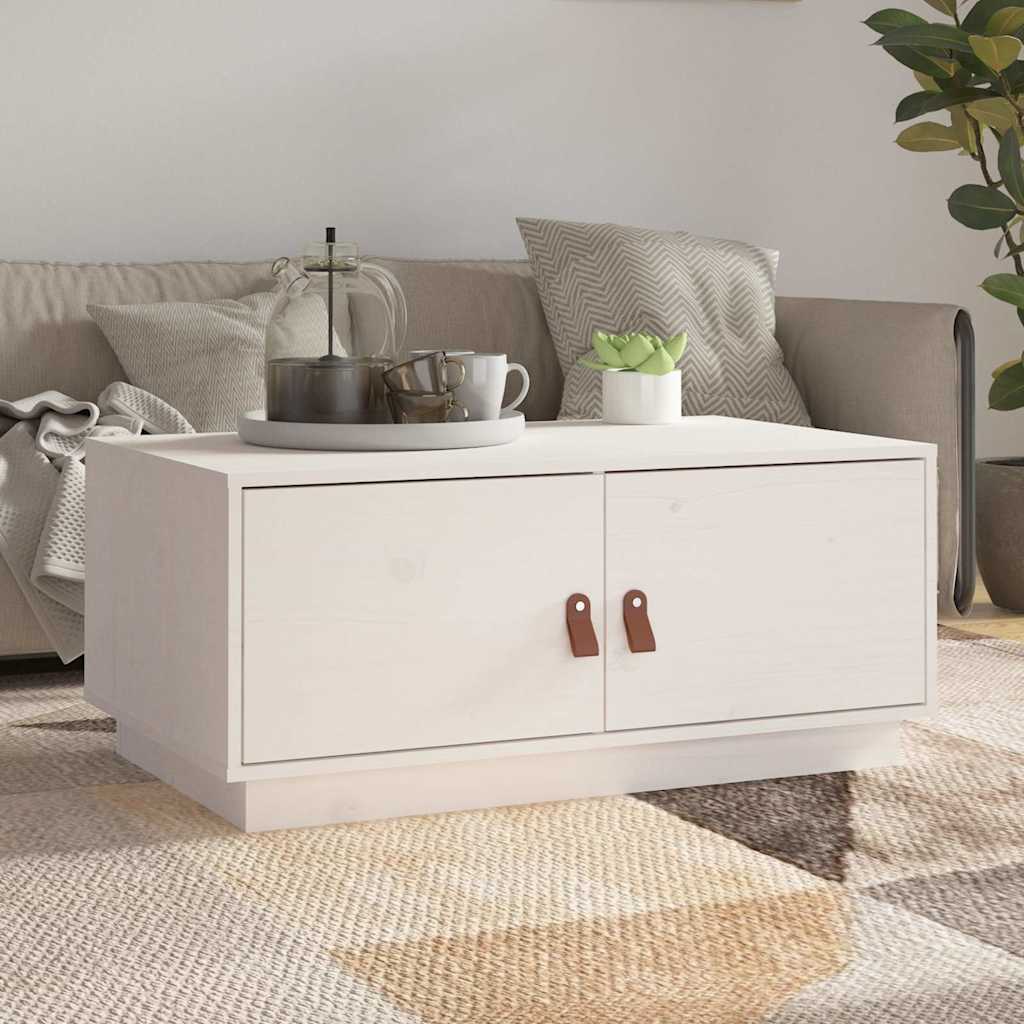 Vidaxl salontafel 80x50x35 cm massief grenenhout wit