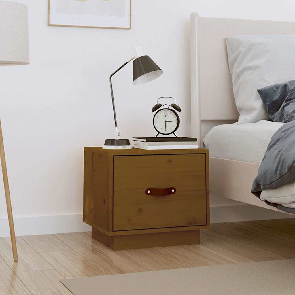 Vidaxl nachtkastje 40x34x35 cm massief grenenhout honingbruin