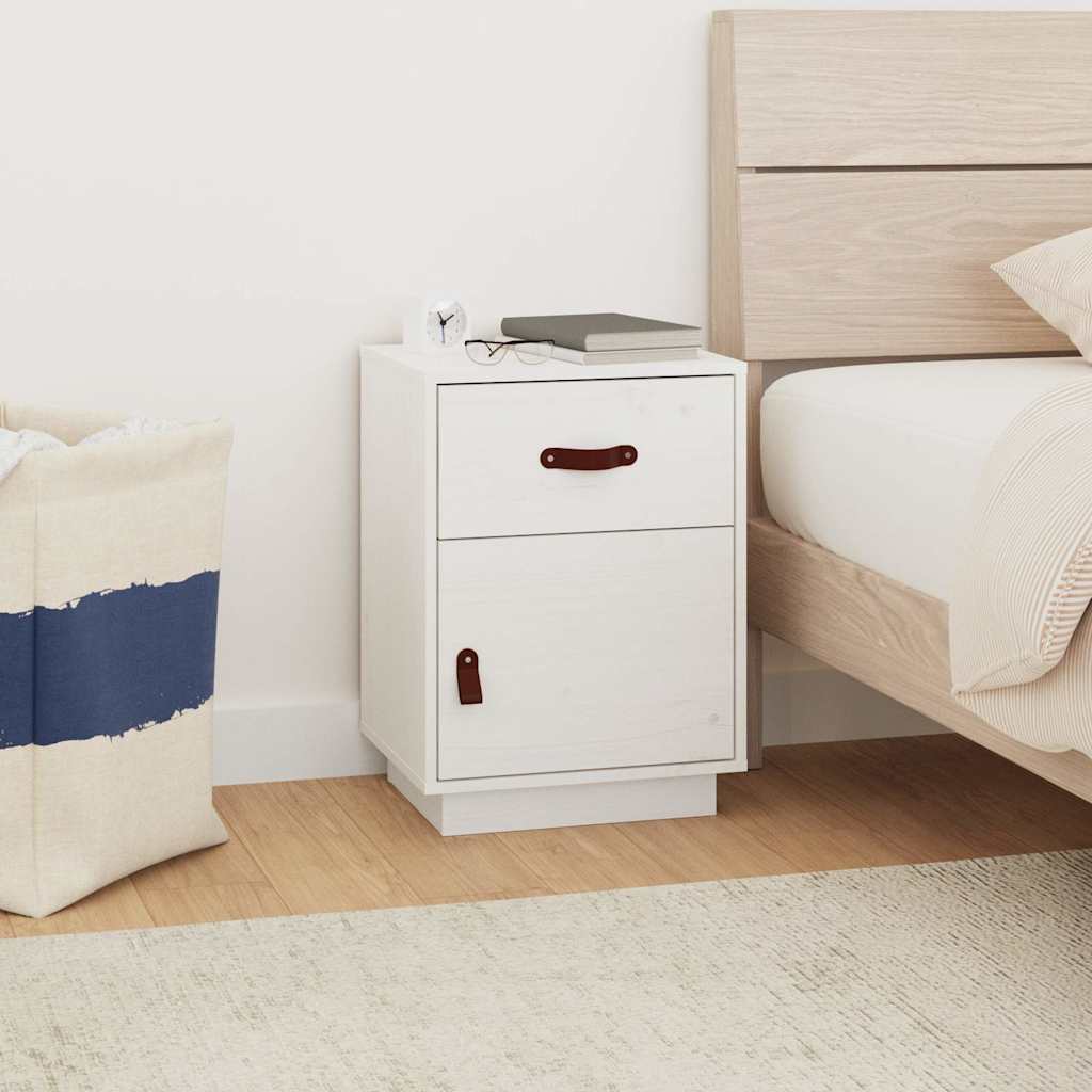 Vidaxl nachtkastje 40x34x55 cm massief grenenhout wit