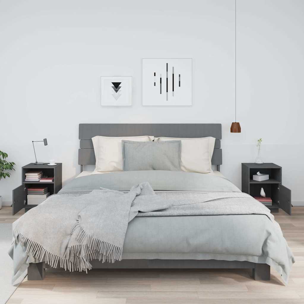 Vidaxl nachtkastjes 2 st 40x34x55 cm massief grenenhout grijs