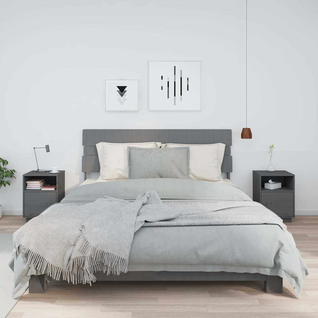 Vidaxl nachtkastjes 2 st 40x34x55 cm massief grenenhout grijs