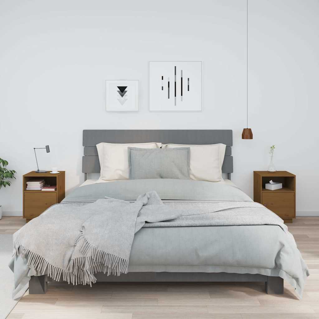 Vidaxl nachtkastjes 2 st 40x34x55 cm massief grenenhout honingbruin