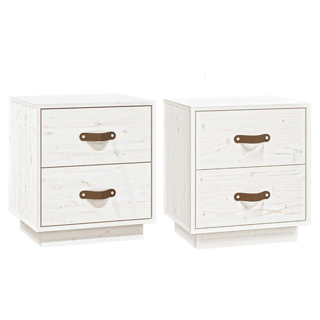 Vidaxl nachtkastjes 2 st 40x34x45 cm massief grenenhout wit