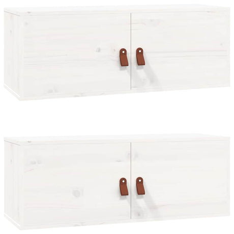 Vidaxl wandkasten 2 st 80x30x30 cm massief grenenhout wit